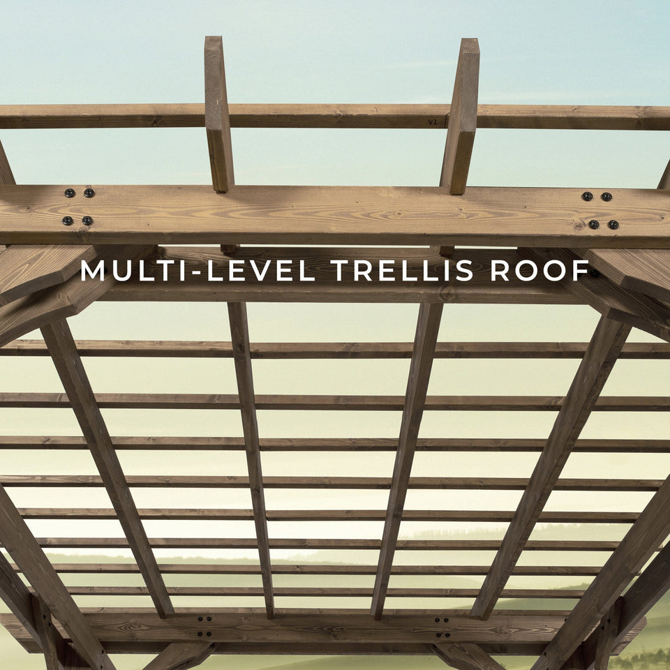 14×10 Fairhaven Pergola Rustic Finish