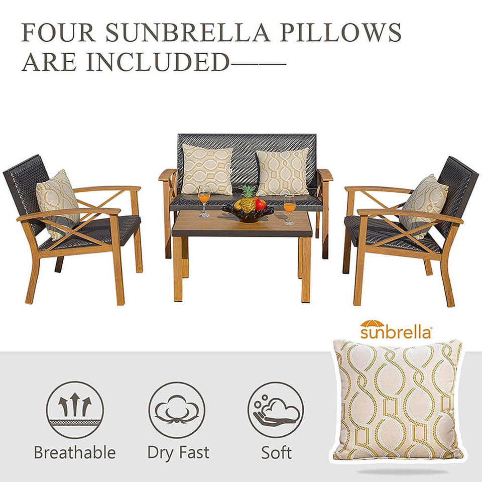 4 Pieces Outdoor Bistro Set