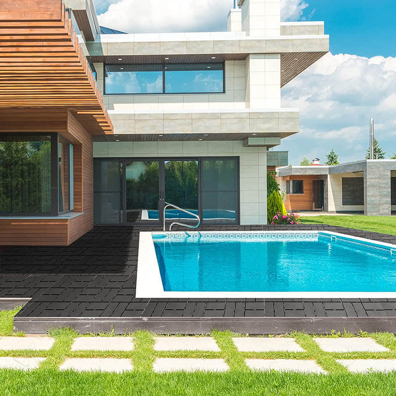 Checked Patio Interlocking Deck Tiles 27Pcs