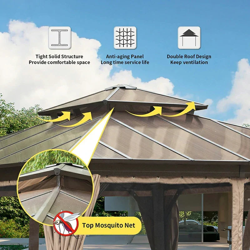 Polycarbonate Hardtop Gazebo Dark Brown