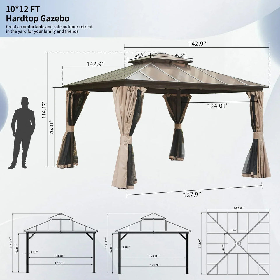 Polycarbonate Hardtop Gazebo Dark Brown