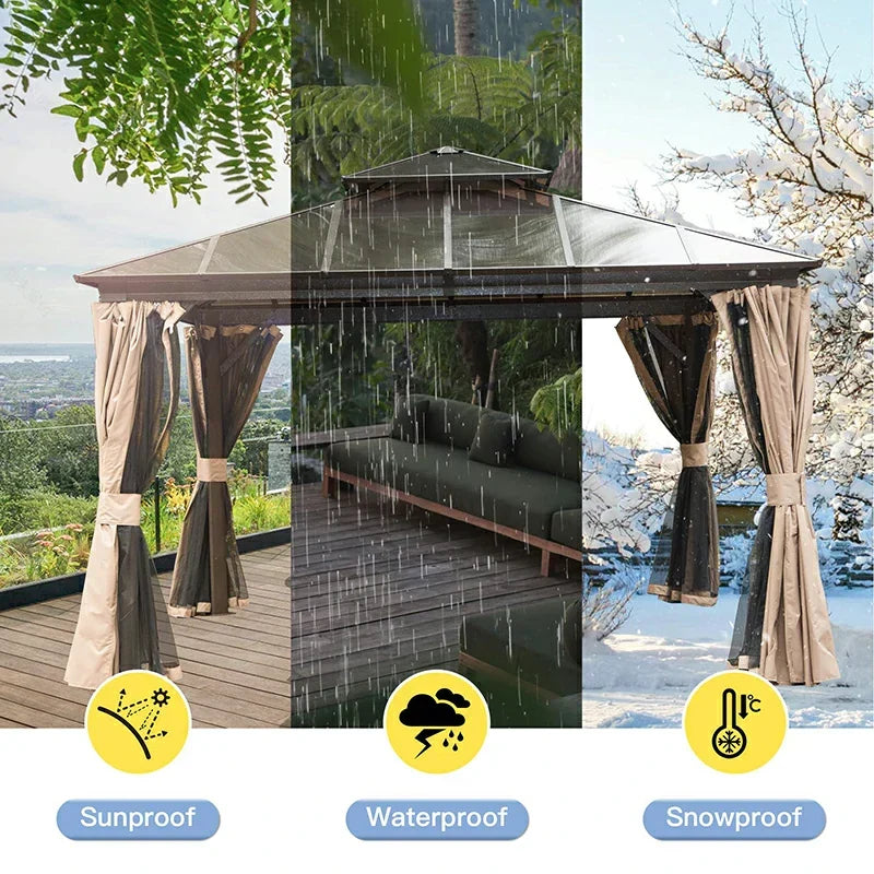 Polycarbonate Hardtop Gazebo Dark Brown