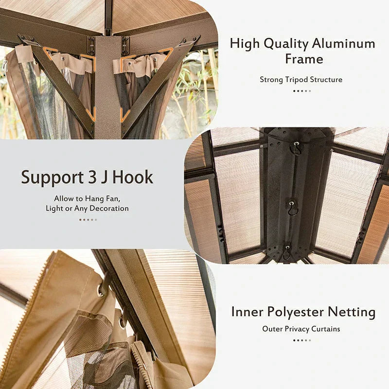 Polycarbonate Hardtop Gazebo Dark Brown