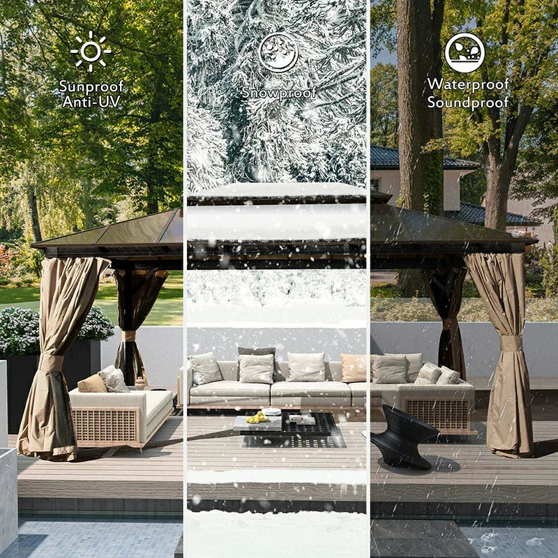 Polycarbonate Hardtop Gazebo Dark Brown