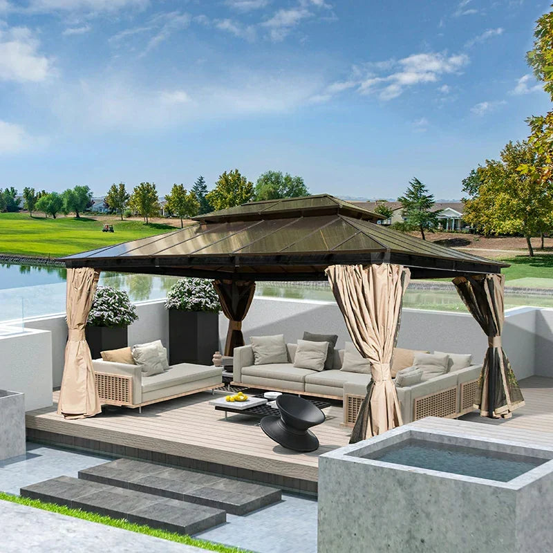 Polycarbonate Hardtop Gazebo Dark Brown