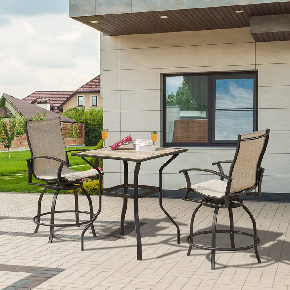 3 Piece Patio Textilene Bar Set