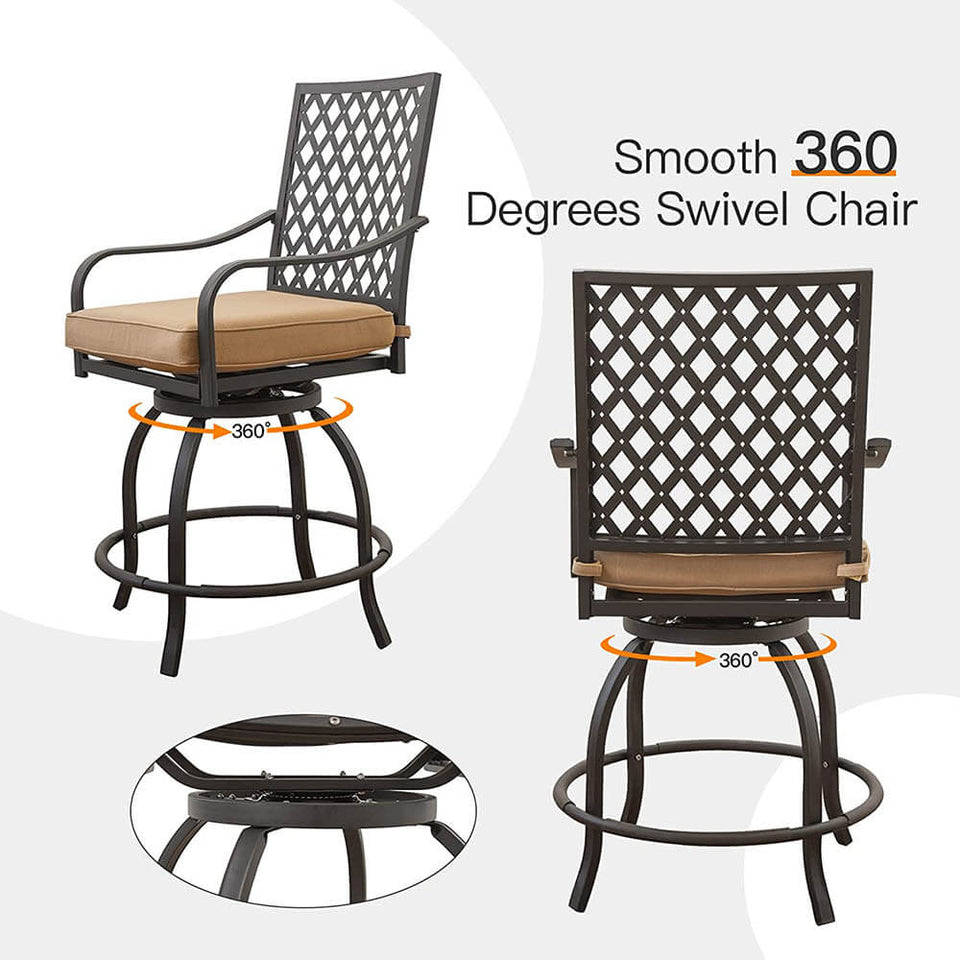 3 Piece Patio Bar Set with Cushion