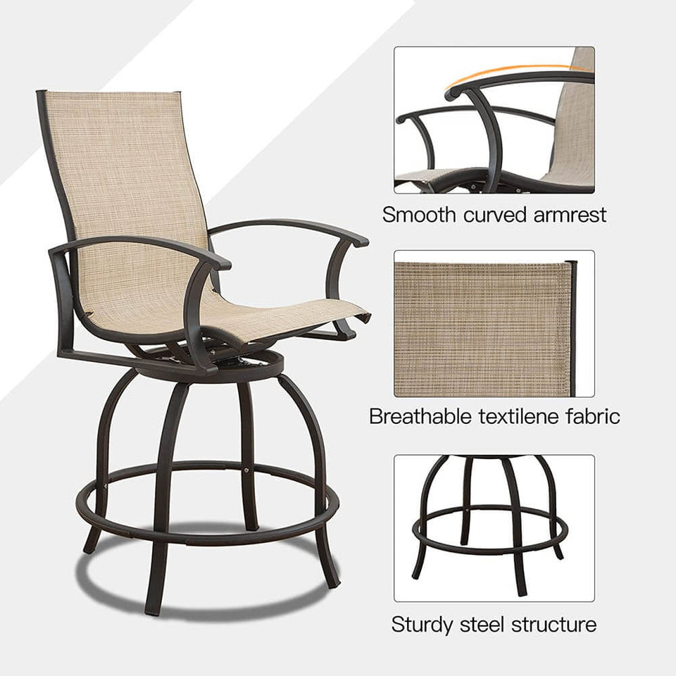 3 Piece Patio Textilene Bar Set