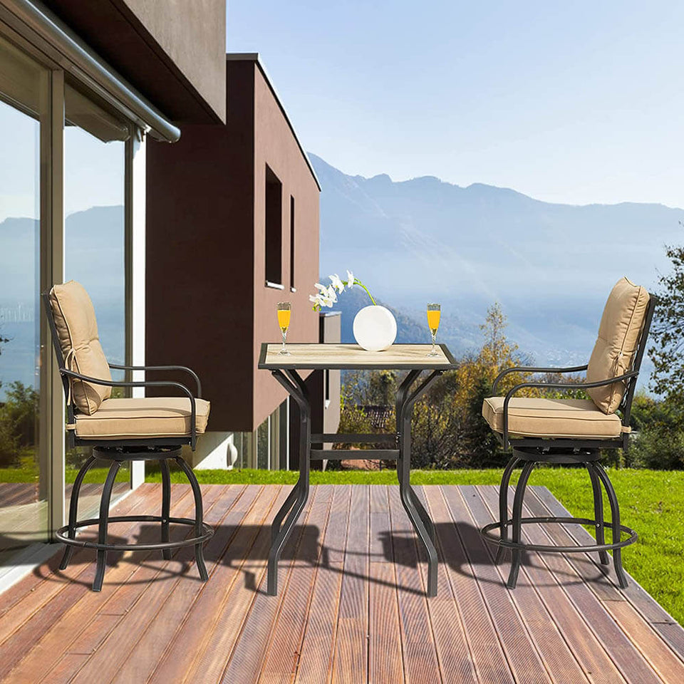 3 Piece Patio Bar Set with Cushion