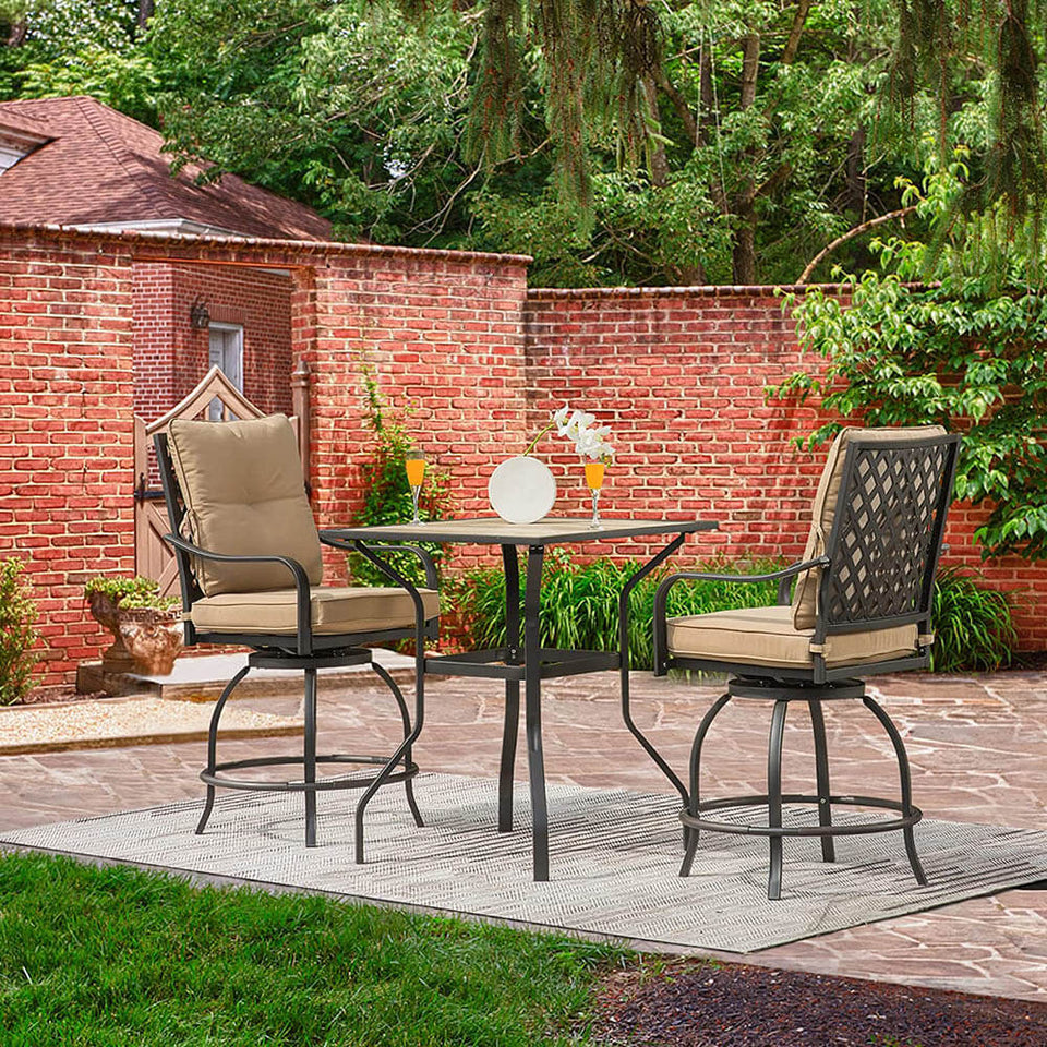 3 Piece Patio Bar Set with Cushion