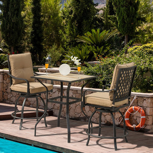 3 Piece Patio Bar Set with Cushion