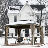 Hardtop Gazebo Brown with Drainage Gutters