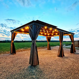 Hardtop Gazebo Brown with Drainage Gutters