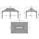 Hardtop Gazebo Brown with Drainage Gutters