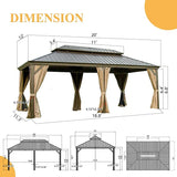 Hardtop Gazebo Brown with Drainage Gutters