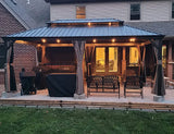 Hardtop Gazebo Brown with Drainage Gutters