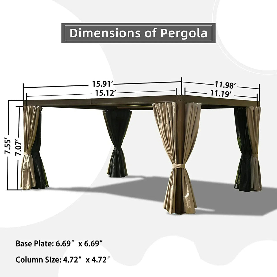 Aluminum Louvered Pergola - Brown