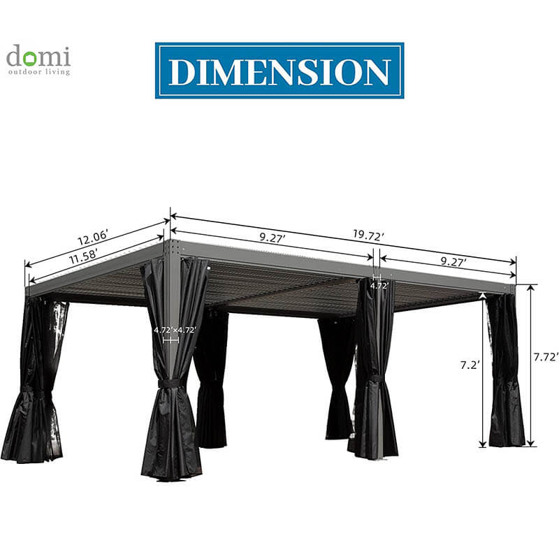 Aluminum Louvered Pergola - Gray