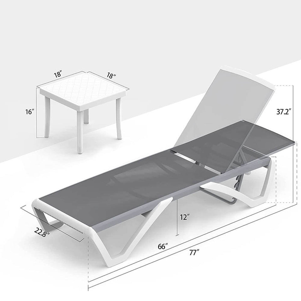 Armless Outdoor Chaise Lounge