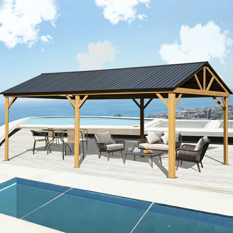 Gable Hardtop Gazebo - Wood-looking Frame