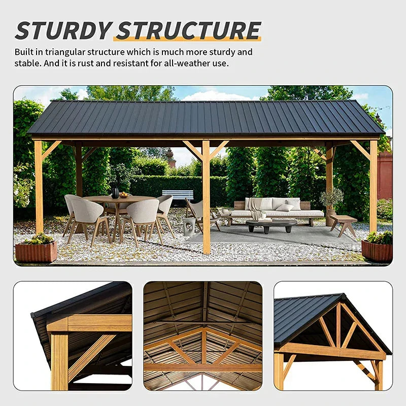 Gable Hardtop Gazebo - Wood-looking Frame