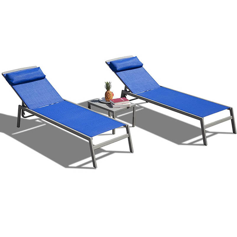 Sunbathing Aluminum Chaise Lounge Set of 3