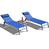 Sunbathing Aluminum Chaise Lounge Set of 3