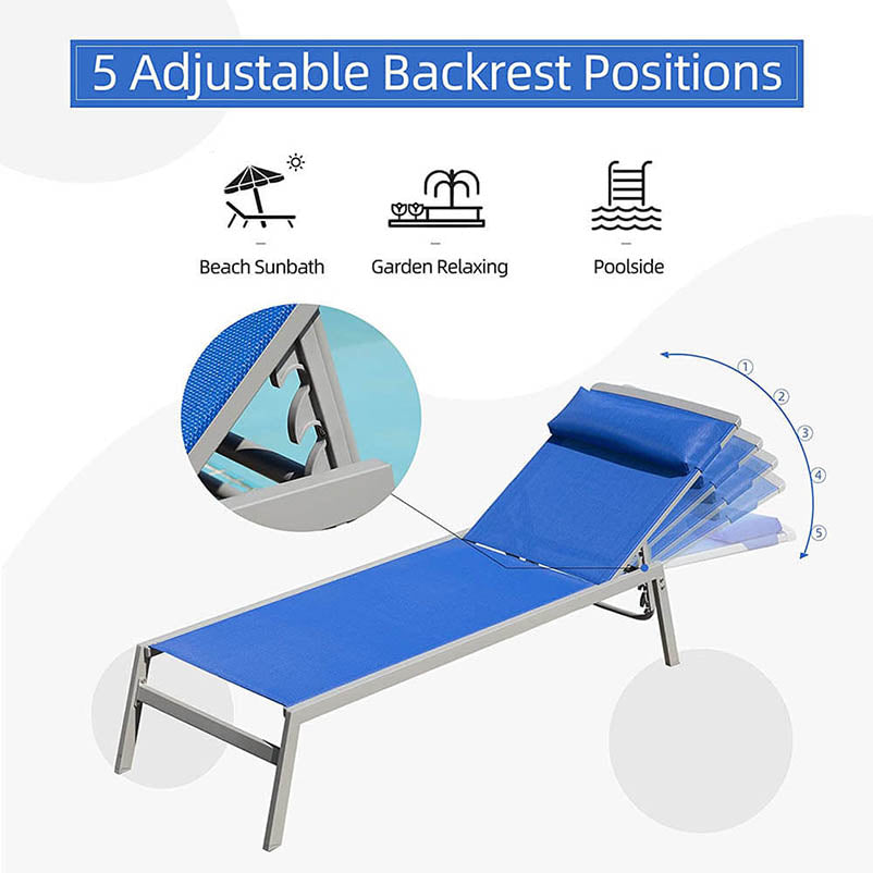 Sunbathing Aluminum Chaise Lounge Set of 3