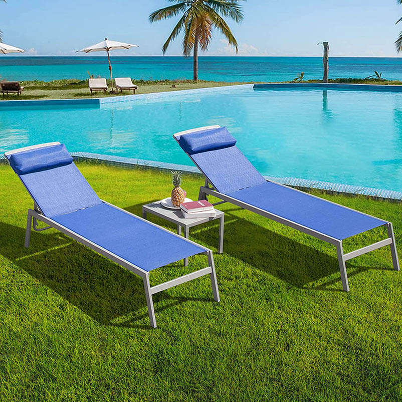 Sunbathing Aluminum Chaise Lounge Set of 3