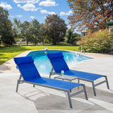 Steel Patio Chaise Lounge Set 3 Pieces