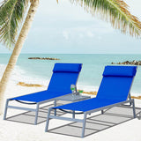 Steel Patio Chaise Lounge Set 3 Pieces