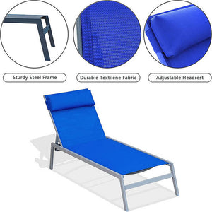 Steel Patio Chaise Lounge Set 3 Pieces