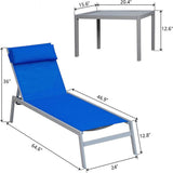 Steel Patio Chaise Lounge Set 3 Pieces