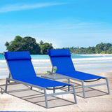 Steel Patio Chaise Lounge Set 3 Pieces