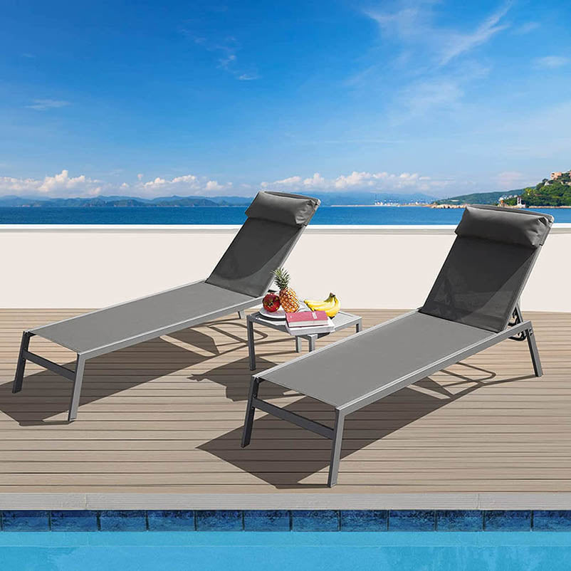 Sunbathing Aluminum Chaise Lounge Set of 3