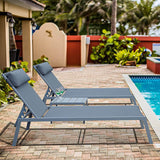 Steel Patio Chaise Lounge Set 3 Pieces