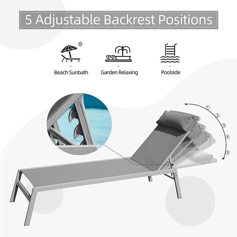 Sunbathing Aluminum Chaise Lounge Set of 3