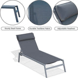 Steel Patio Chaise Lounge Set 3 Pieces