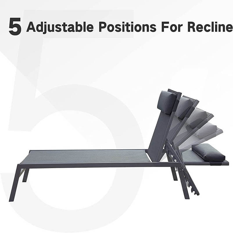 Steel Patio Chaise Lounge Set 3 Pieces