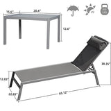 Sunbathing Aluminum Chaise Lounge Set of 3