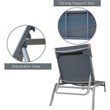 Steel Patio Chaise Lounge Set 3 Pieces