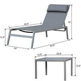 Steel Patio Chaise Lounge Set 3 Pieces