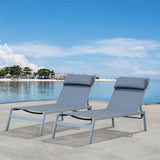 Steel Patio Chaise Lounge Set 3 Pieces
