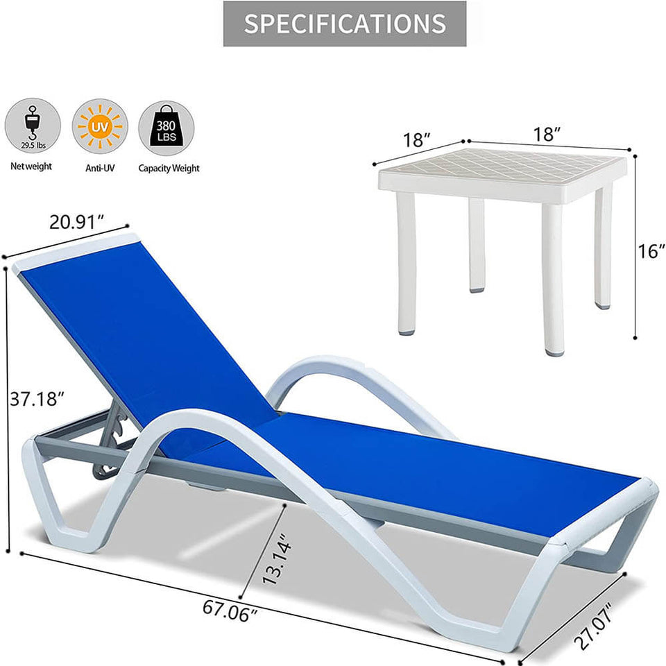 Aluminum Chaise Lounge with Arm