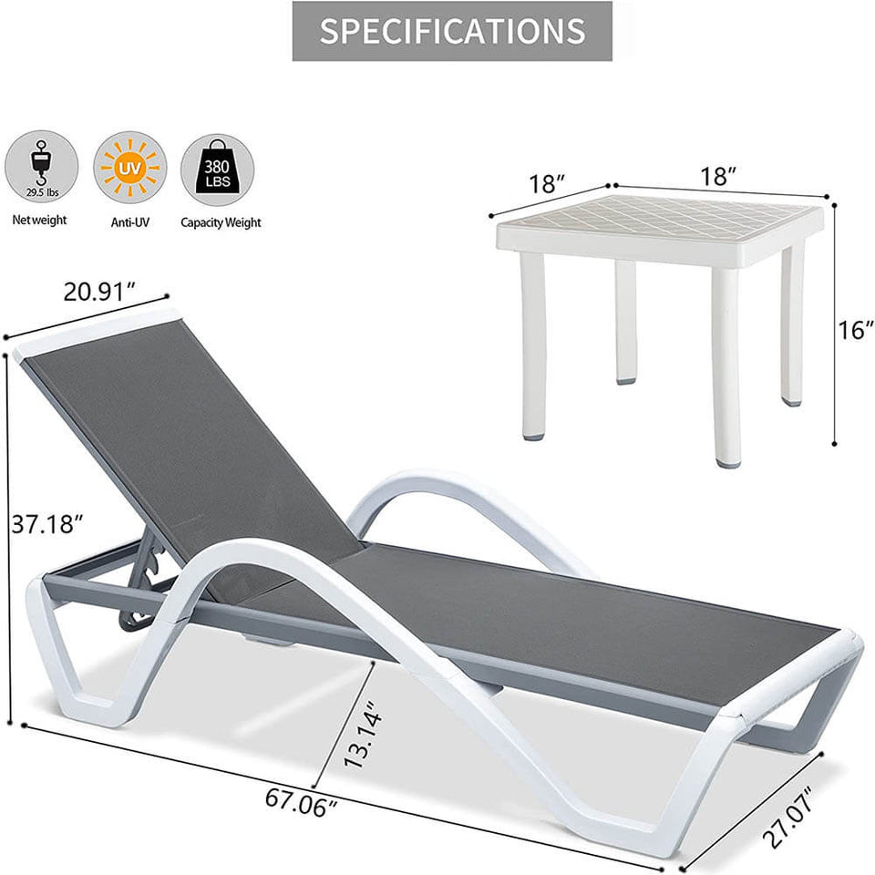 Aluminum Chaise Lounge with Arm