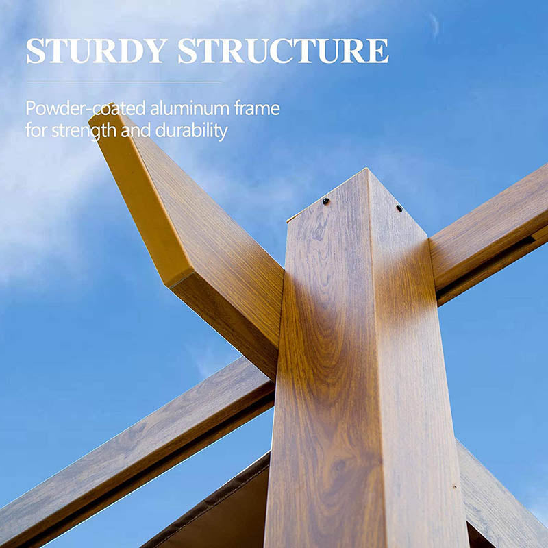 Fabric Top Pergola Wood-looking