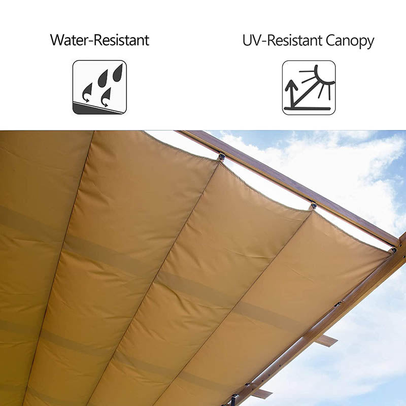 Fabric Top Pergola Wood-looking