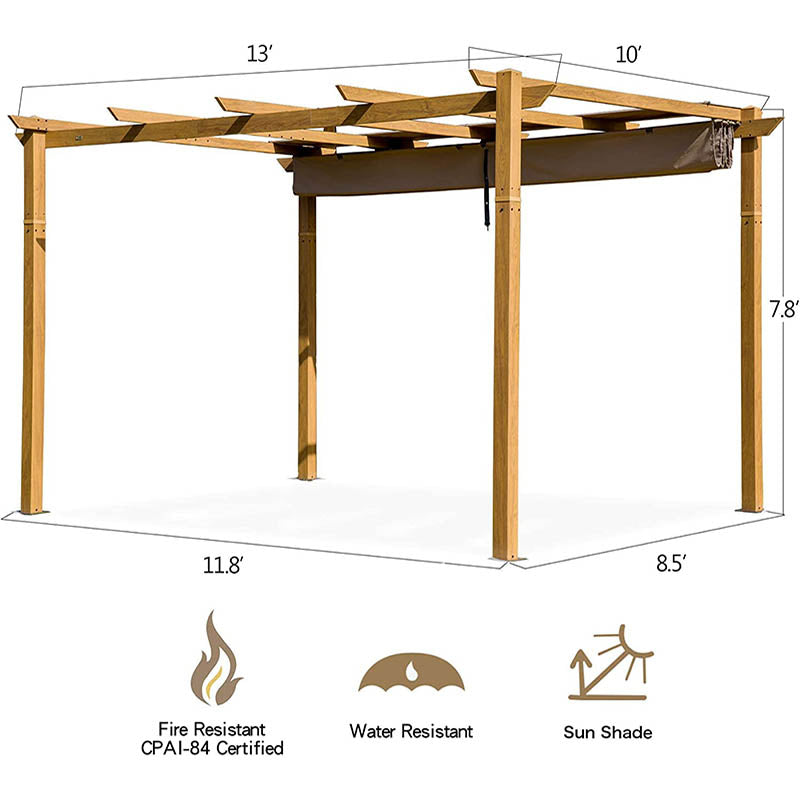 Fabric Top Pergola Wood-looking