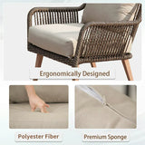 Rattan Sofa Set 4 Pieces - Khaki