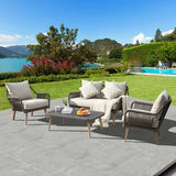 Rattan Sofa Set 4 Pieces - Khaki